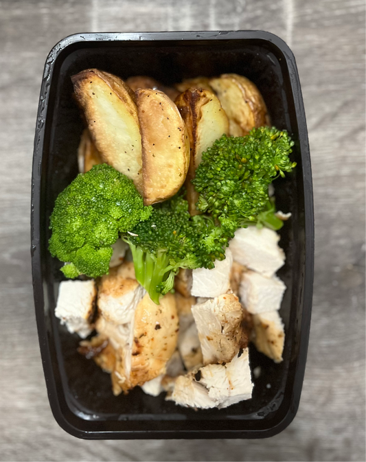 Chicken and potatoes.